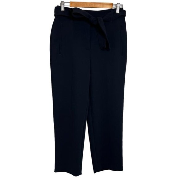 Aritzia Wilfred Womens Size 6 Tie-Front Pant Black Crepe High Waist Trouser - Picture 2 of 14